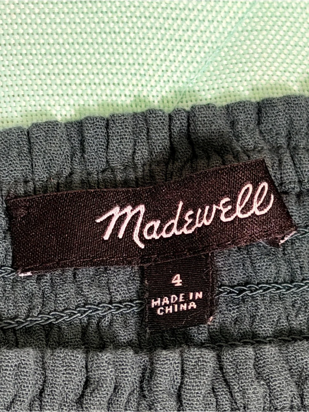 Madewell‎ Teal Smocked Square-Neck Peplum Blouse prairie, boho, whimsical